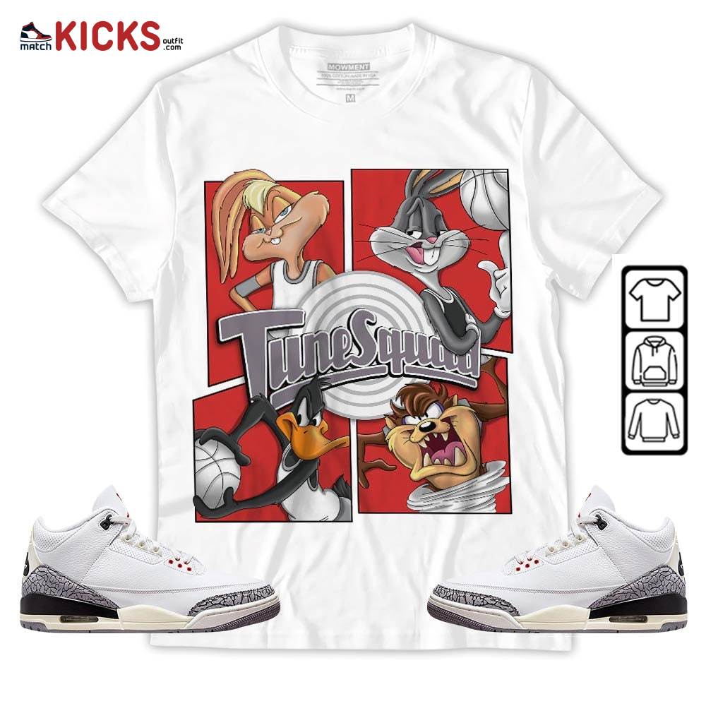Bunny Tazmanian Basketball Sneaker Shirt Match White Cement 3s, Jordan Retro 3 White Cement MKO T-Shirt