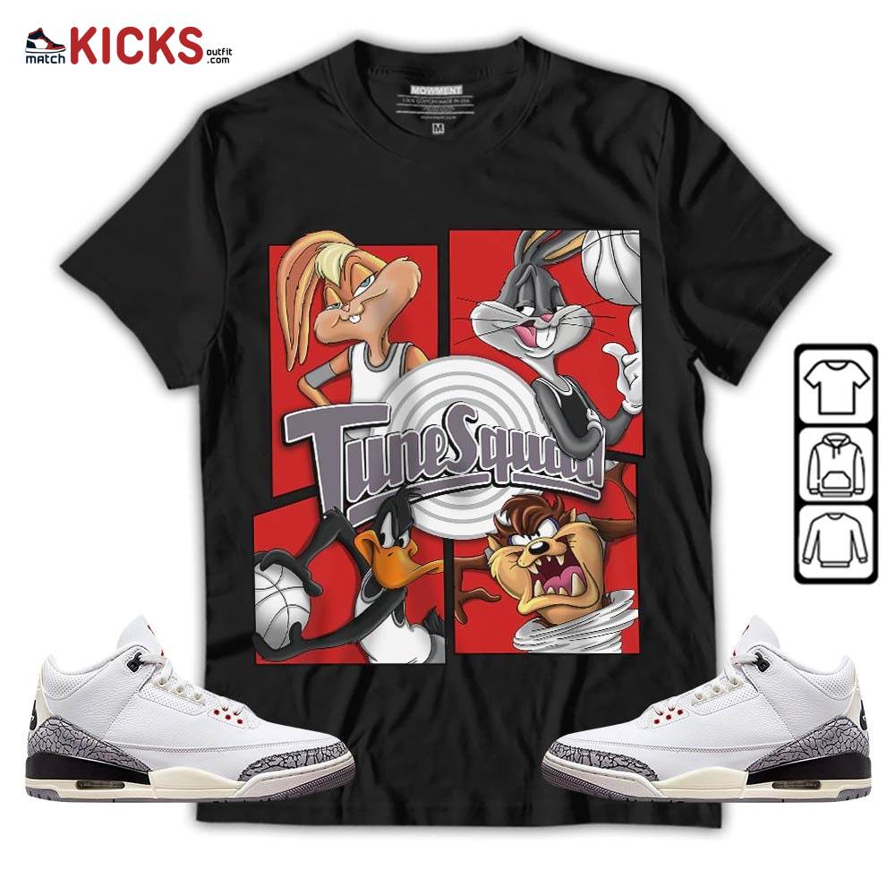 Bunny Tazmanian Basketball Sneaker Shirt Match White Cement 3s, Jordan Retro 3 White Cement MKO T-Shirt