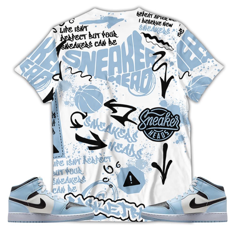 Bunny Tazmanian Hiphop Sneaker Shirt Match Mid Ice Blue 1S, Jordan 1 Mid Ice Blue Hoodie Sweatshirt Tee All Over Print MKO Shirt
