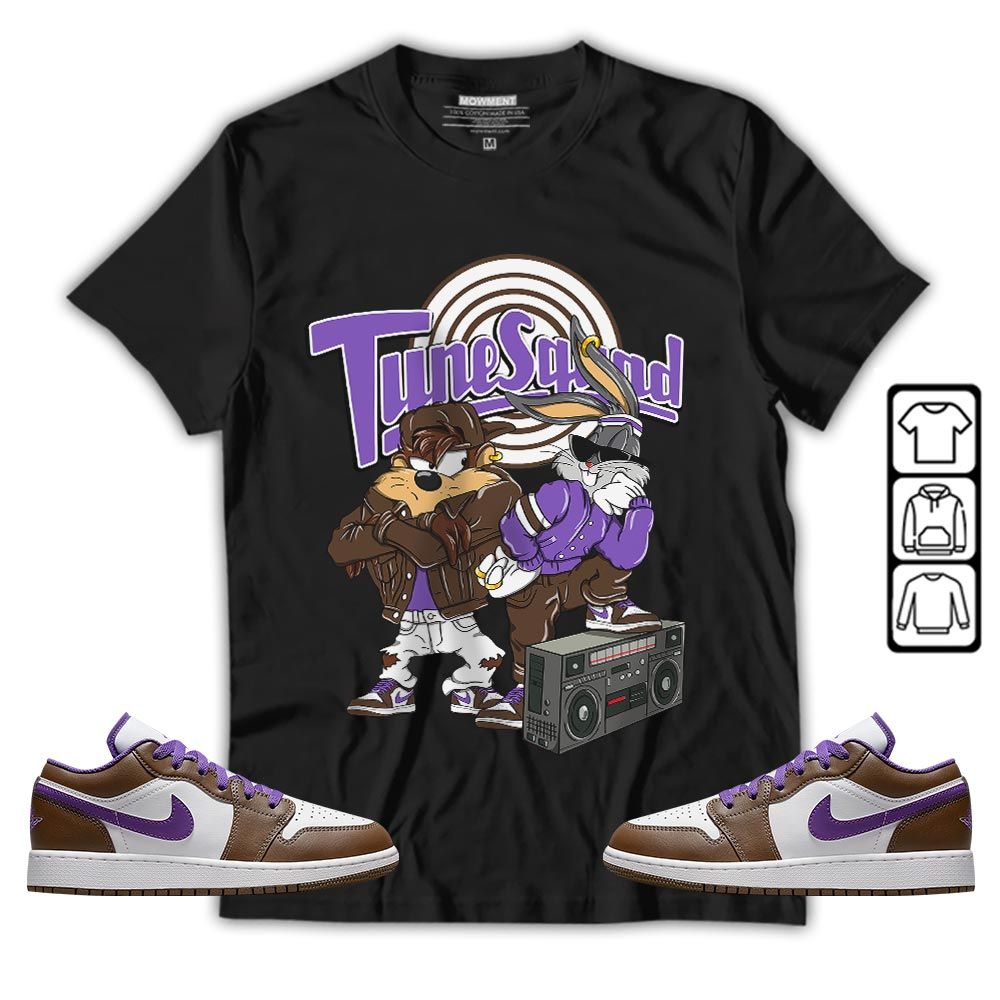 Bunny Tazmanian Hiphop Sneaker Shirt Match Purple Mocha 1s, Jordan 1 Low Purple Mocha MKO T-Shirt