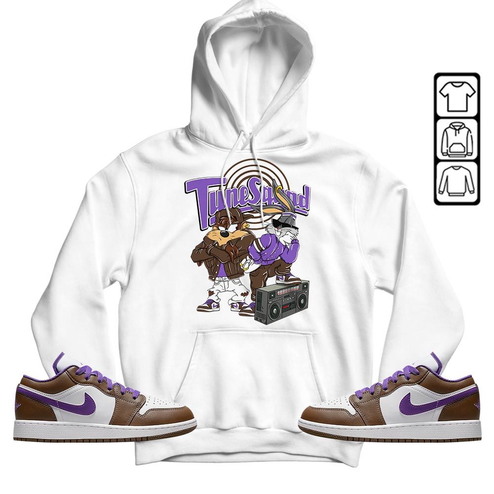 Bunny Tazmanian Hiphop Sneaker Shirt Match Purple Mocha 1s, Jordan 1 Low Purple Mocha MKO T-Shirt