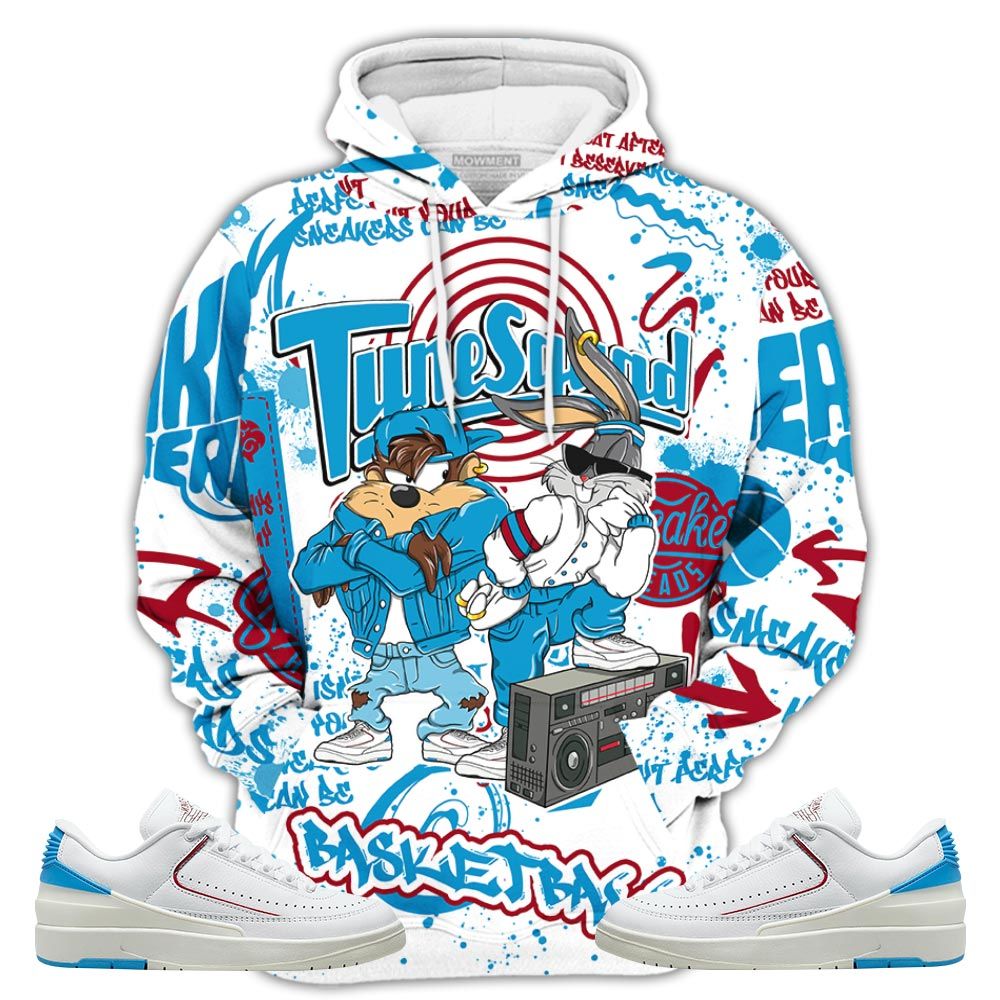 Bunny Tazmanian Hiphop Sneaker Shirt Match University To Chicago 2S, Jordan 2 Low Blue To Chicago Hoodie Sweatshirt Tee All Over Print MKO Shirt