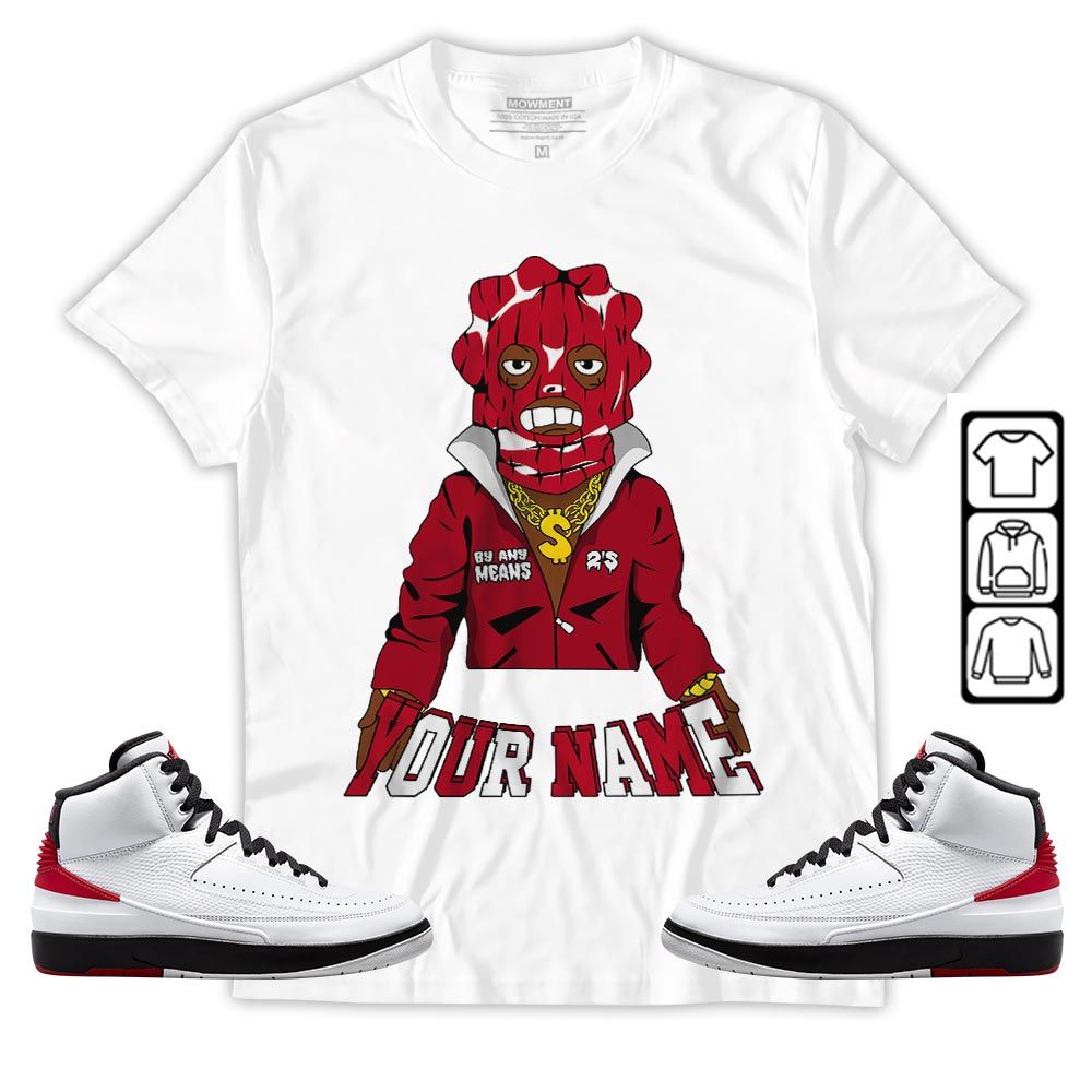 By Any Means Custom Sneaker Shirt Match 2 Chicago Varsity Red, Jordan Retro 2 Chicago MKO T-Shirt By Any Means Custom Sneaker Shirt Match 2 Chicago Varsity Red, Jordan Retro 2 Chicago MKO T-Shirt
