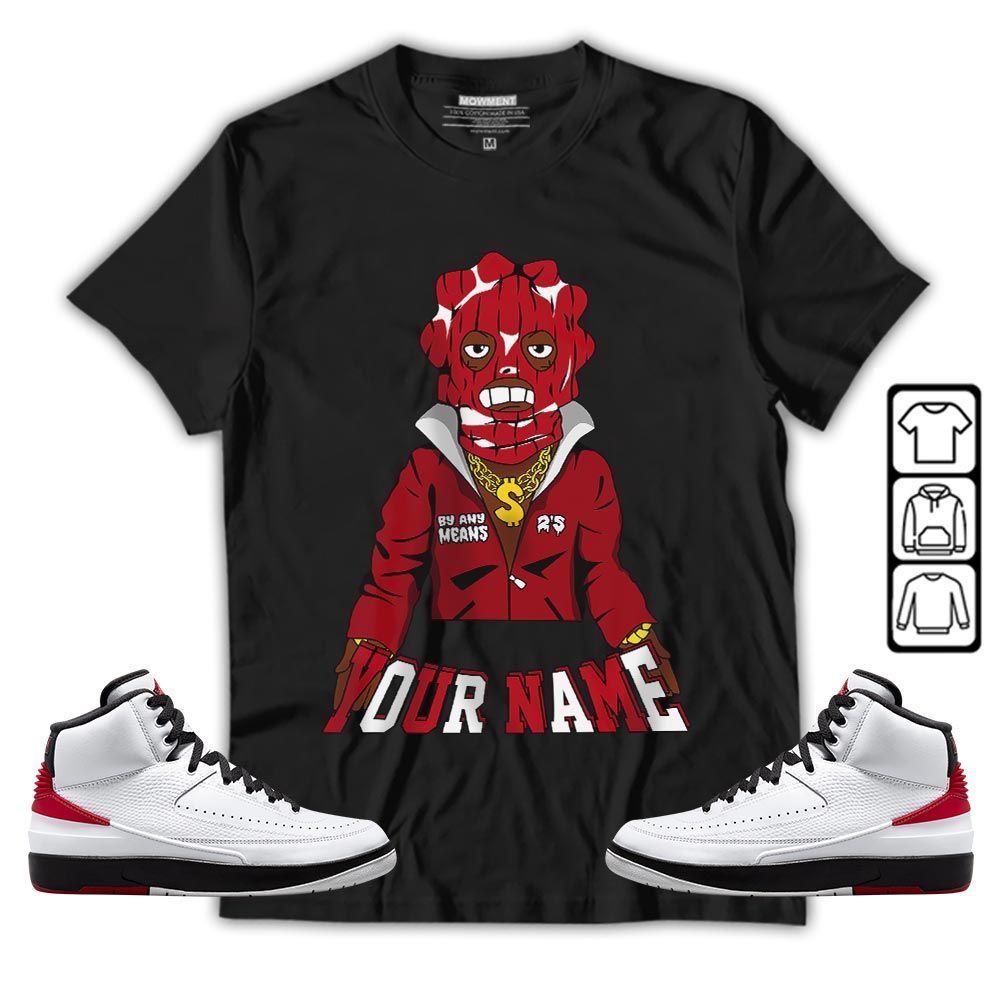 By Any Means Custom Sneaker Shirt Match 2 Chicago Varsity Red, Jordan Retro 2 Chicago MKO T-Shirt By Any Means Custom Sneaker Shirt Match 2 Chicago Varsity Red, Jordan Retro 2 Chicago MKO T-Shirt