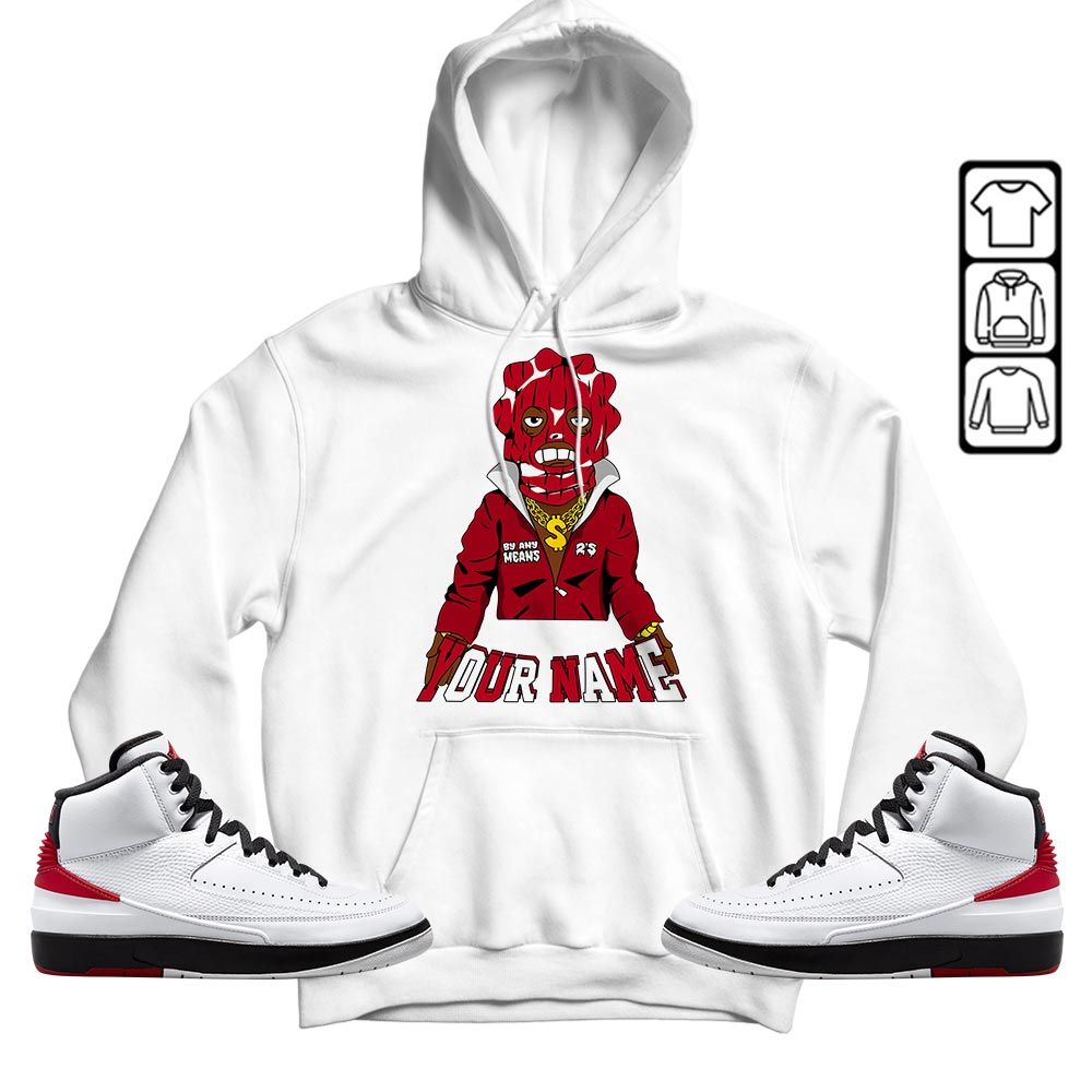 By Any Means Custom Sneaker Shirt Match 2 Chicago Varsity Red, Jordan Retro 2 Chicago MKO T-Shirt