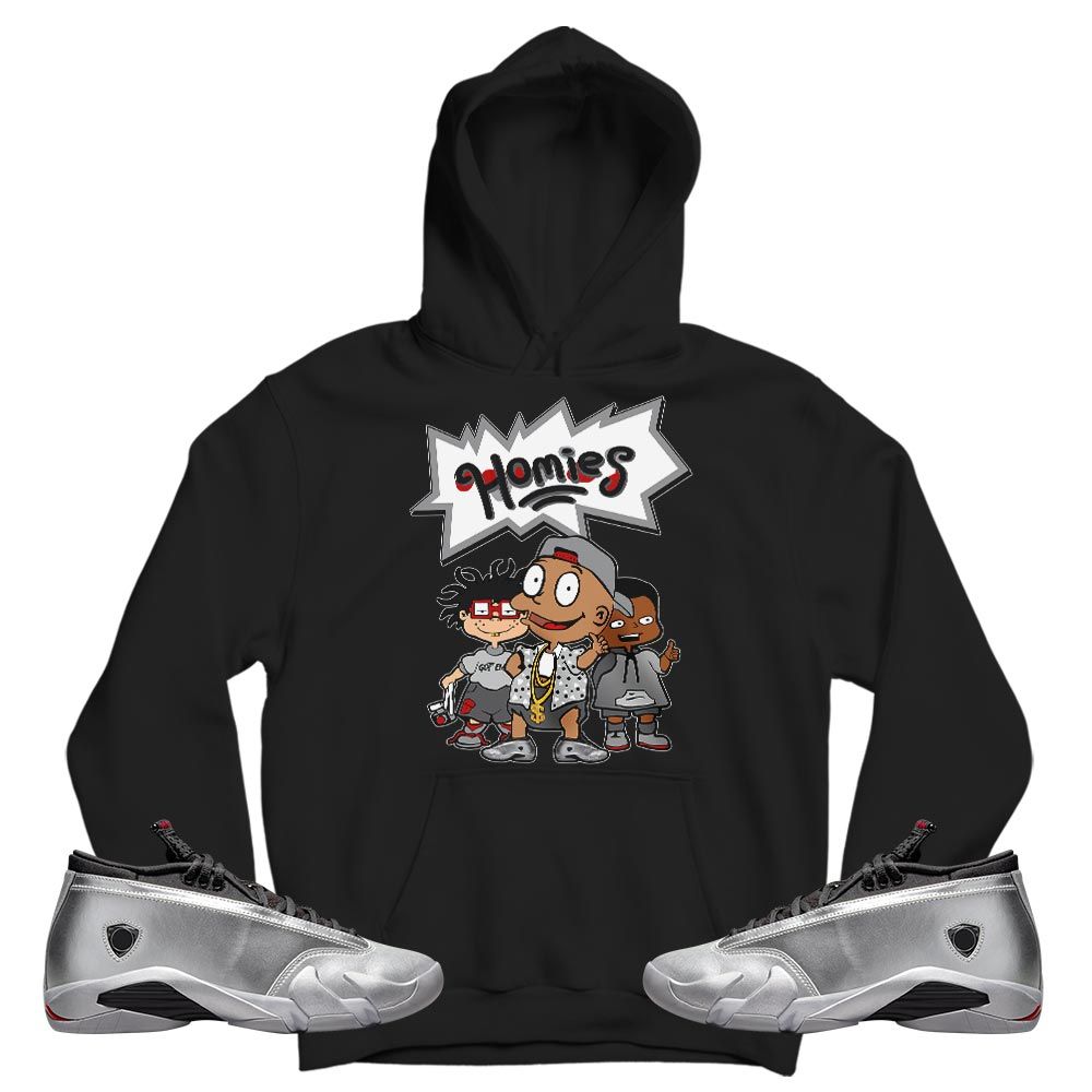 Cartoon 90s Homies Sneaker Shirt Match 14 Low Metallic Silver, Jordan 14 Metallic Silver MKO T-Shirt