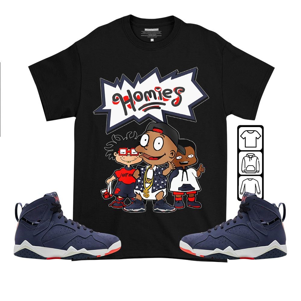 Cartoon 90s Homies Sneaker Shirt Match 7 Neutral Indigo, Jordan 7 Quai 54 MKO T-Shirt Cartoon 90s Homies Sneaker Shirt Match 7 Neutral Indigo, Jordan 7 Quai 54 MKO T-Shirt