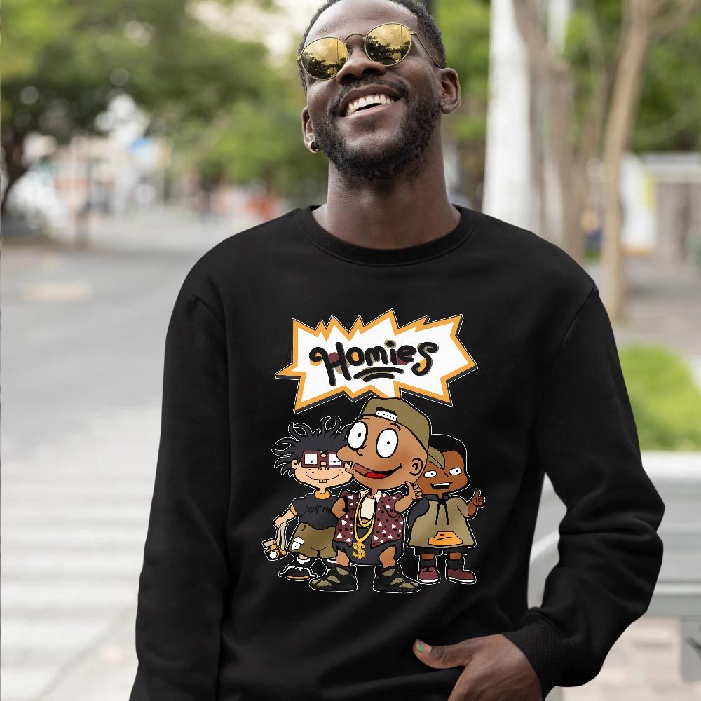 Cartoon 90s Homies Sneaker Shirt Match Black Cherrywood 7s, Jordan 7 Black Olive MKO T-Shirt Cartoon 90s Homies Sneaker Shirt Match Black Cherrywood 7s, Jordan 7 Black Olive MKO T-Shirt