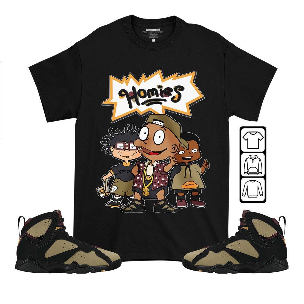 Cartoon 90s Homies Sneaker Shirt Match Black Cherrywood 7s, Jordan 7 Black Olive MKO T-Shirt Cartoon 90s Homies Sneaker Shirt Match Black Cherrywood 7s, Jordan 7 Black Olive MKO T-Shirt