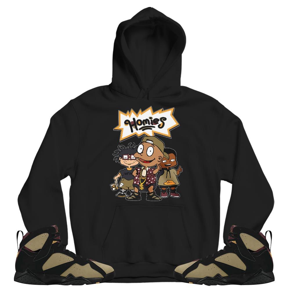 Cartoon 90s Homies Sneaker Shirt Match Black Cherrywood 7s, Jordan 7 Black Olive MKO T-Shirt