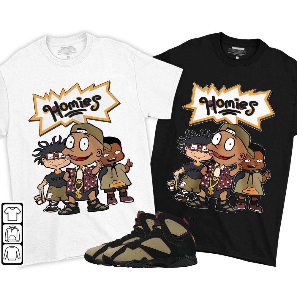 Cartoon 90s Homies Sneaker Shirt Match Black Cherrywood 7s, Jordan 7 Black Olive MKO T-Shirt Cartoon 90s Homies Sneaker Shirt Match Black Cherrywood 7s, Jordan 7 Black Olive MKO T-Shirt