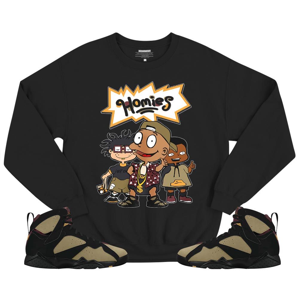 Cartoon 90s Homies Sneaker Shirt Match Black Cherrywood 7s, Jordan 7 Black Olive MKO T-Shirt Cartoon 90s Homies Sneaker Shirt Match Black Cherrywood 7s, Jordan 7 Black Olive MKO T-Shirt