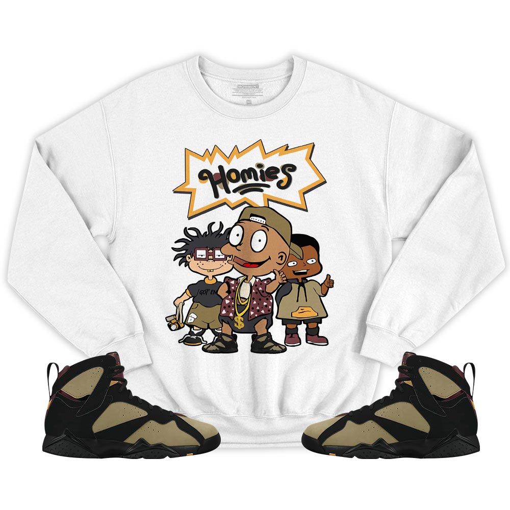 Cartoon 90s Homies Sneaker Shirt Match Black Cherrywood 7s, Jordan 7 Black Olive MKO T-Shirt Cartoon 90s Homies Sneaker Shirt Match Black Cherrywood 7s, Jordan 7 Black Olive MKO T-Shirt