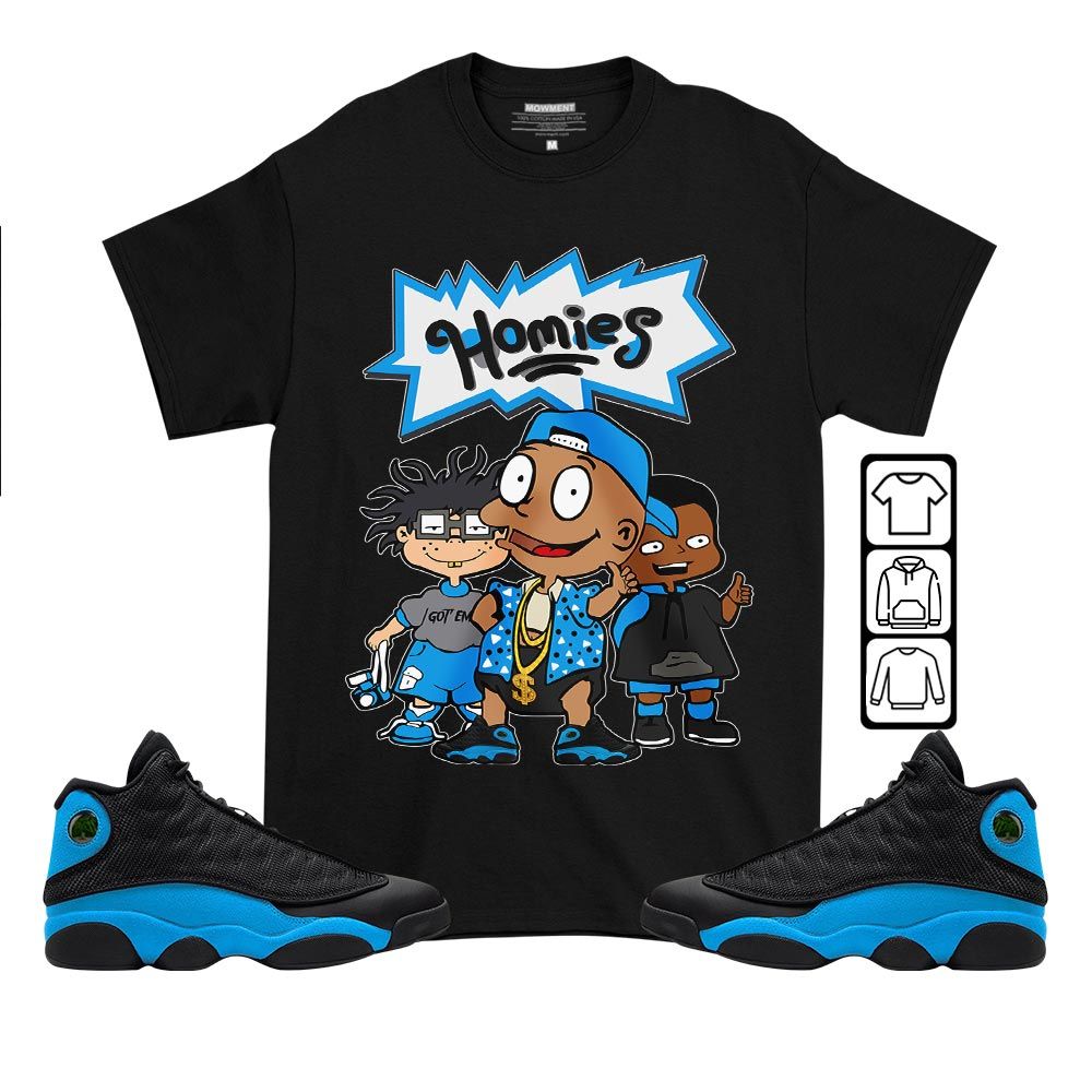 Cartoon 90s Homies Sneaker Shirt Match Black University Blue 13s, Jordan 13 Black University Blue 2022 MKO T-Shirt Cartoon 90s Homies Sneaker Shirt Match Black University Blue 13s, Jordan 13 Black University Blue 2022 MKO T-Shirt