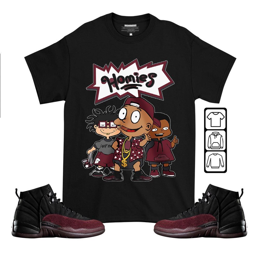 Cartoon 90s Homies Sneaker Shirt Match Burgundy Crush 12s, Jordan 12 A Ma Maniere MKO T-Shirt Cartoon 90s Homies Sneaker Shirt Match Burgundy Crush 12s, Jordan 12 A Ma Maniere MKO T-Shirt