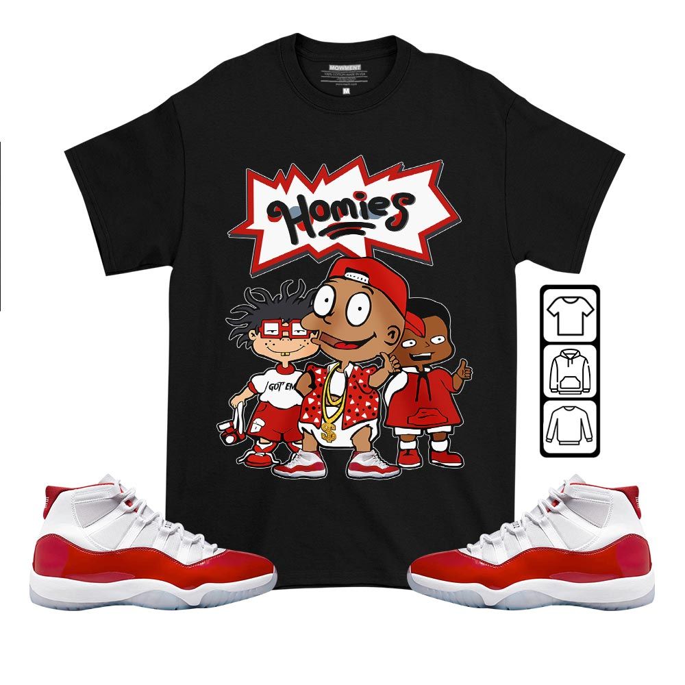 Cartoon 90s Homies Sneaker Shirt Match Cherry 11s, Jordan 11 Retro Cherry MKO T-Shirt