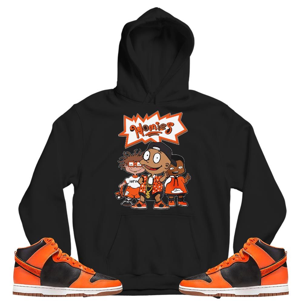 Cartoon 90s Homies Sneaker Shirt Match Dunk Black Orange, Dunk High GS Safety Orange MKO T-Shirt