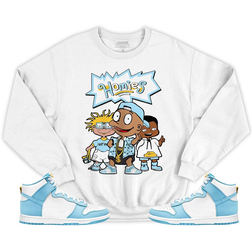 Cartoon 90s Homies Sneaker Shirt Match Dunk High Blue Chill, Dunk High Homer Simpson MKO T-Shirt Cartoon 90s Homies Sneaker Shirt Match Dunk High Blue Chill, Dunk High Homer Simpson MKO T-Shirt
