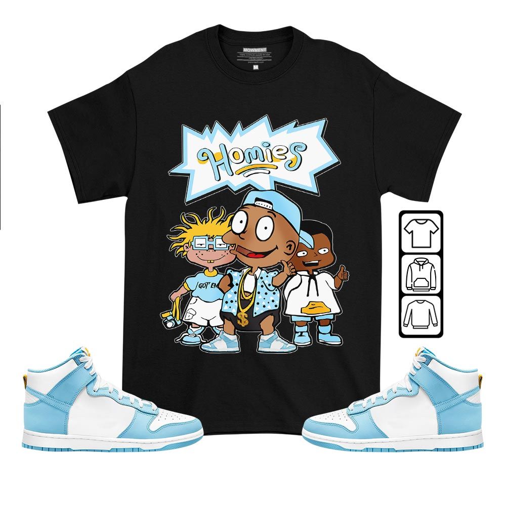 Cartoon 90s Homies Sneaker Shirt Match Dunk High Blue Chill, Dunk High Homer Simpson MKO T-Shirt Cartoon 90s Homies Sneaker Shirt Match Dunk High Blue Chill, Dunk High Homer Simpson MKO T-Shirt