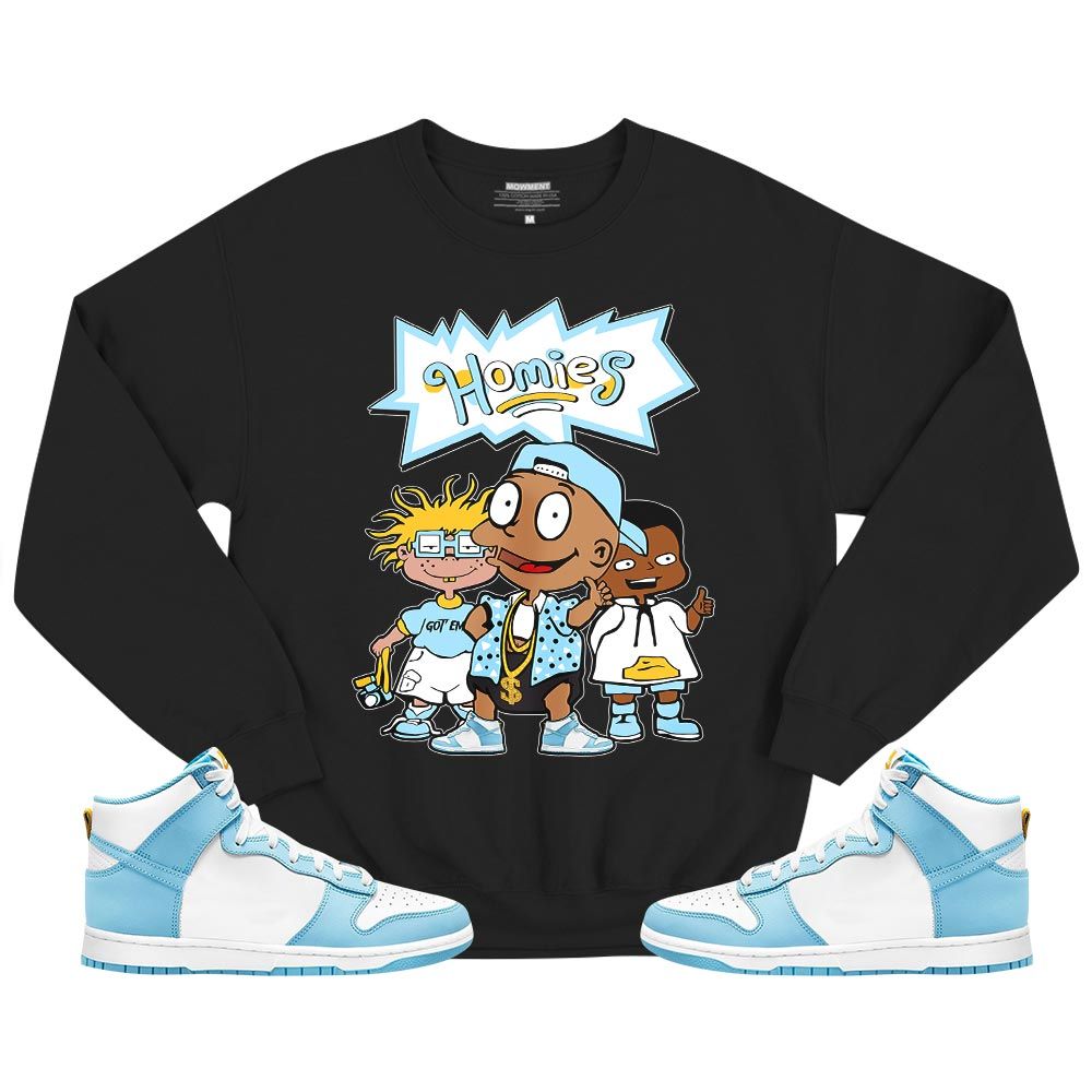 Cartoon 90s Homies Sneaker Shirt Match Dunk High Blue Chill, Dunk High Homer Simpson MKO T-Shirt Cartoon 90s Homies Sneaker Shirt Match Dunk High Blue Chill, Dunk High Homer Simpson MKO T-Shirt