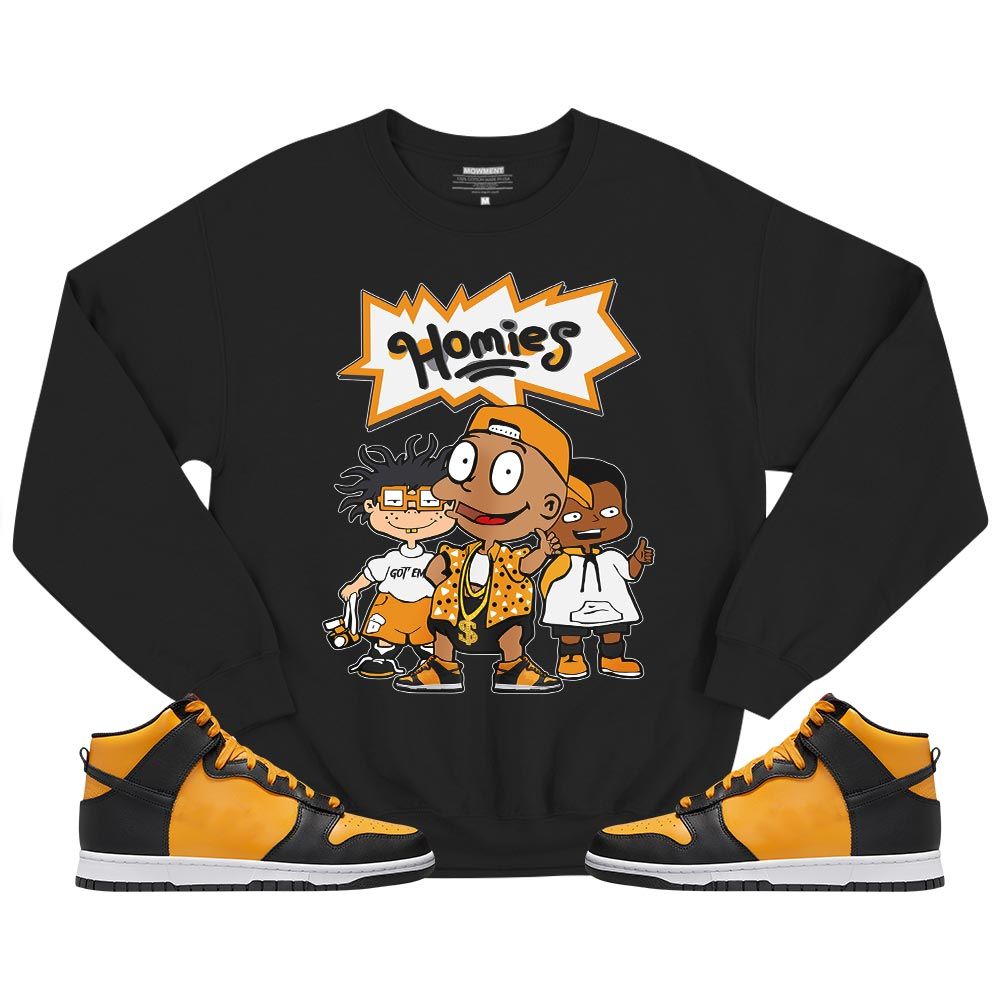 Cartoon 90s Homies Sneaker Shirt Match Dunk Reverse Goldenrod, Dunk High Bruce Lee MKO T-Shirt Cartoon 90s Homies Sneaker Shirt Match Dunk Reverse Goldenrod, Dunk High Bruce Lee MKO T-Shirt