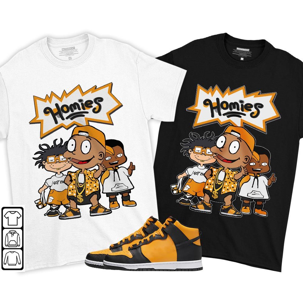 Cartoon 90s Homies Sneaker Shirt Match Dunk Reverse Goldenrod, Dunk High Bruce Lee MKO T-Shirt Cartoon 90s Homies Sneaker Shirt Match Dunk Reverse Goldenrod, Dunk High Bruce Lee MKO T-Shirt