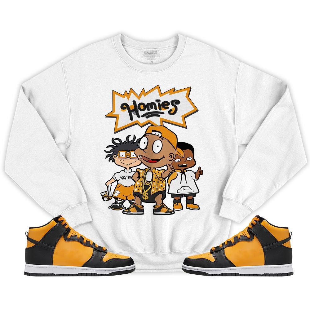 Cartoon 90s Homies Sneaker Shirt Match Dunk Reverse Goldenrod, Dunk High Bruce Lee MKO T-Shirt Cartoon 90s Homies Sneaker Shirt Match Dunk Reverse Goldenrod, Dunk High Bruce Lee MKO T-Shirt