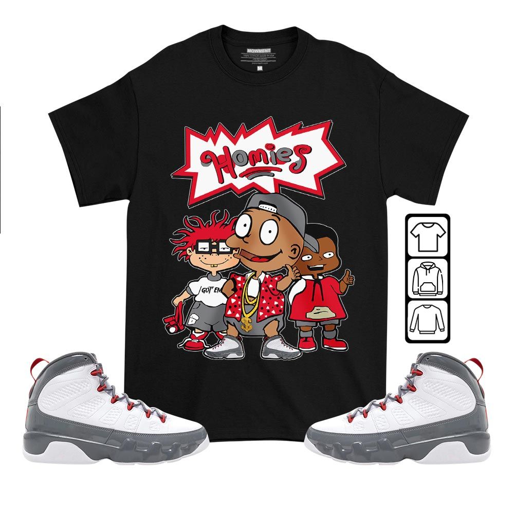 Cartoon 90s Homies Sneaker Shirt Match Fire Red 9s, Jordan 9 Retro Fire Red MKO T-Shirt Cartoon 90s Homies Sneaker Shirt Match Fire Red 9s, Jordan 9 Retro Fire Red MKO T-Shirt