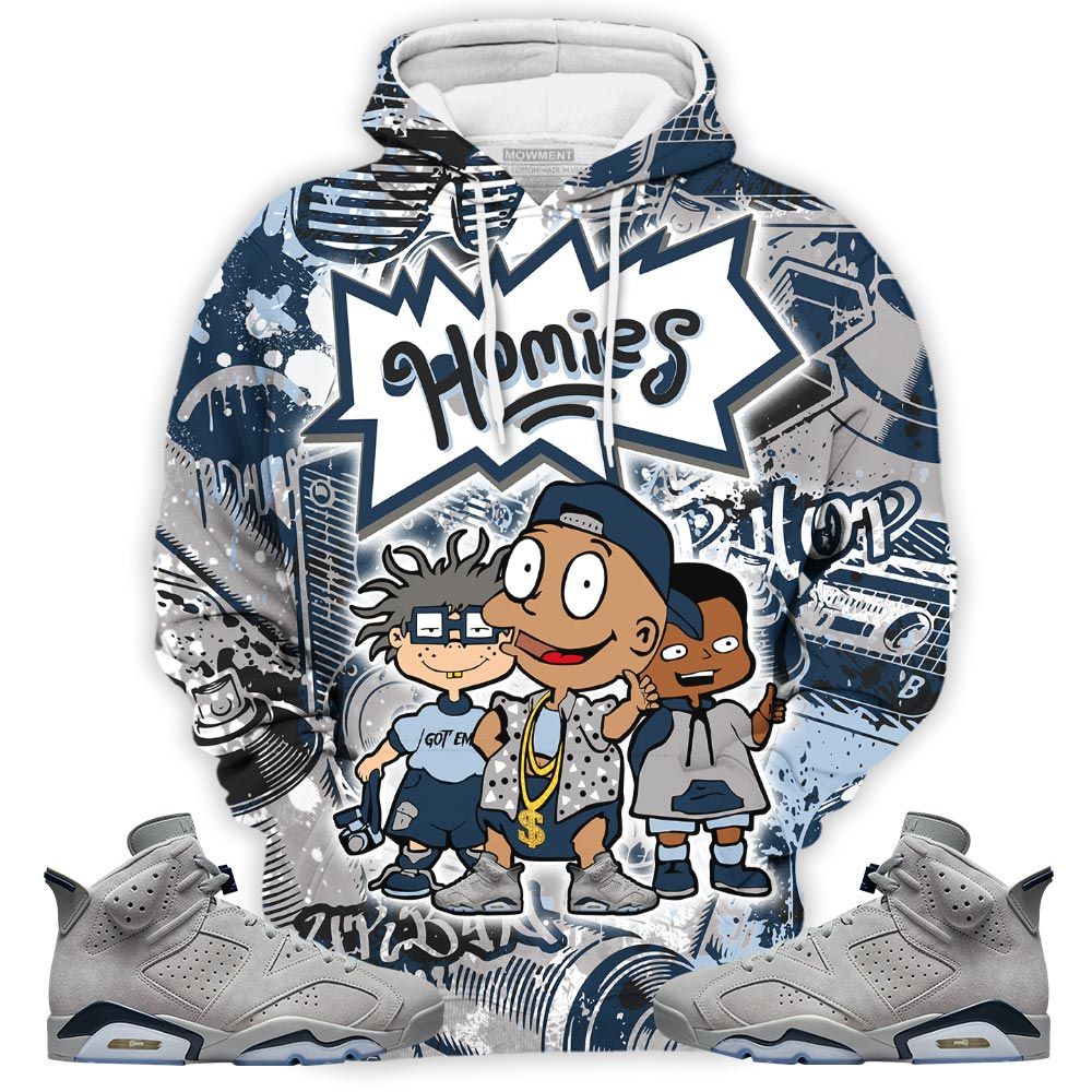 Cartoon 90S Homies Sneaker Shirt Match Georgetown 6S, Jordan 6 Retro Georgetown Hoodie Sweatshirt Tee All Over Print MKO Shirt