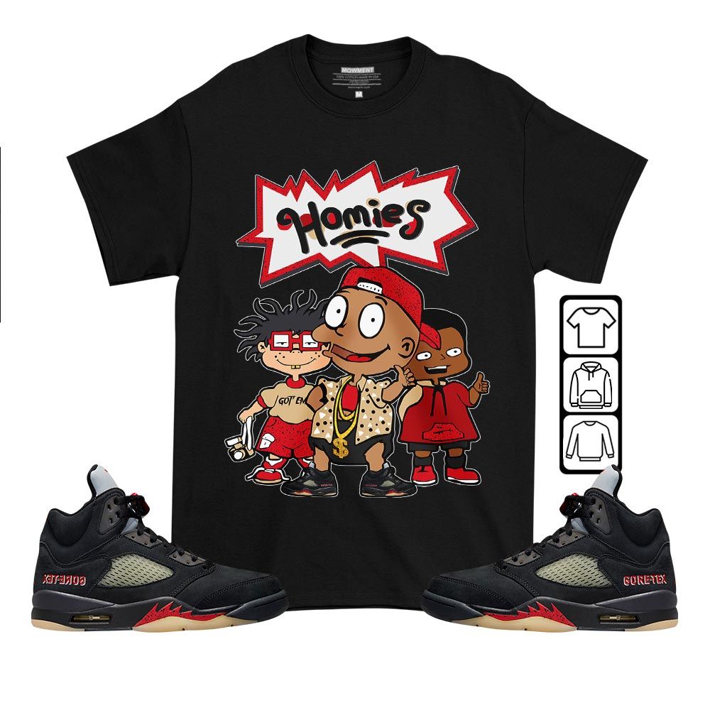 Cartoon 90s Homies Sneaker Shirt Match Gore-Tex 5s, Jordan 5 GORE-TEX Off Noir MKO T-Shirt Cartoon 90s Homies Sneaker Shirt Match Gore-Tex 5s, Jordan 5 GORE-TEX Off Noir MKO T-Shirt