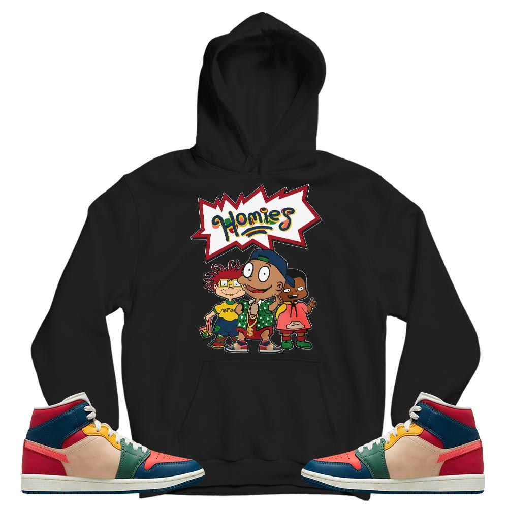 Cartoon 90s Homies Sneaker Shirt Match Multi Color 2022 1s, Jordan 1 Mid Multi Color 2022 MKO T-Shirt