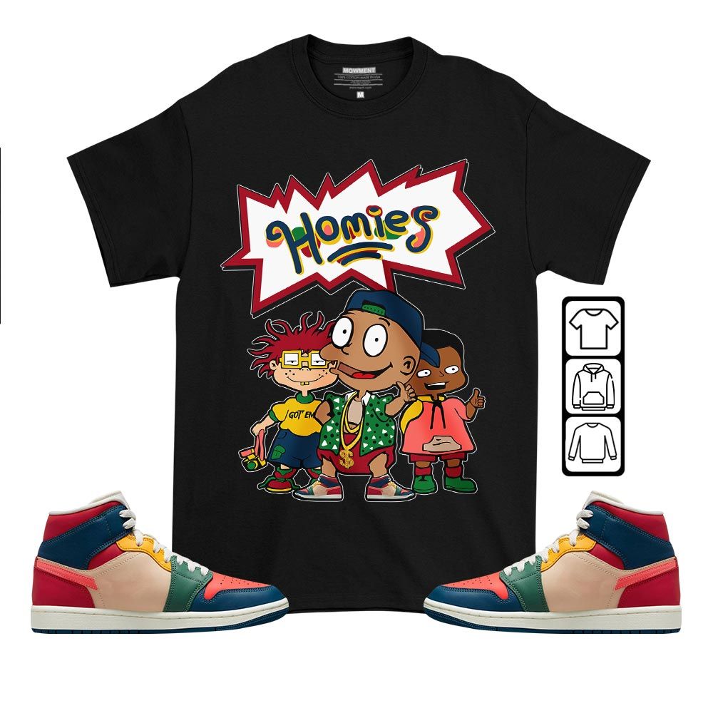 Cartoon 90s Homies Sneaker Shirt Match Multi Color 2022 1s, Jordan 1 Mid Multi Color 2022 MKO T-Shirt Cartoon 90s Homies Sneaker Shirt Match Multi Color 2022 1s, Jordan 1 Mid Multi Color 2022 MKO T-Shirt