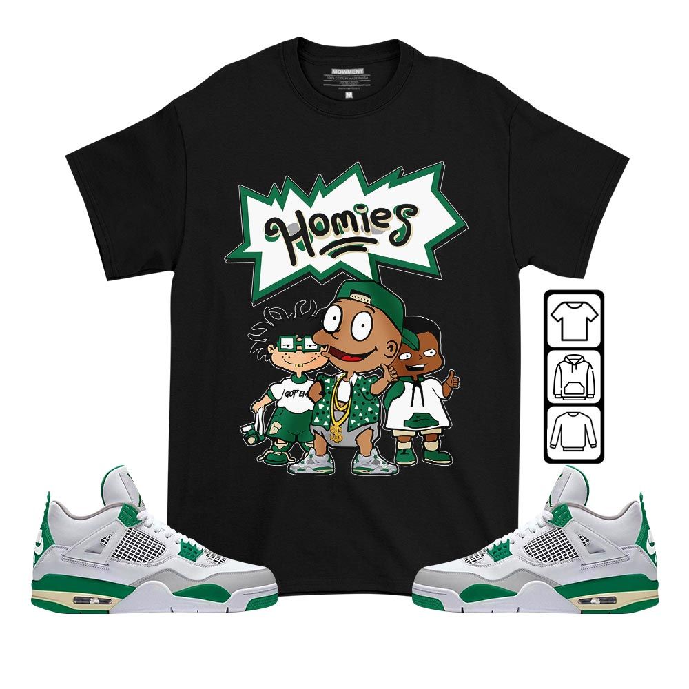 Cartoon 90s Homies Sneaker Shirt Match Retro Pine Green 4s, Jordan 4 Pine Green MKO T-Shirt