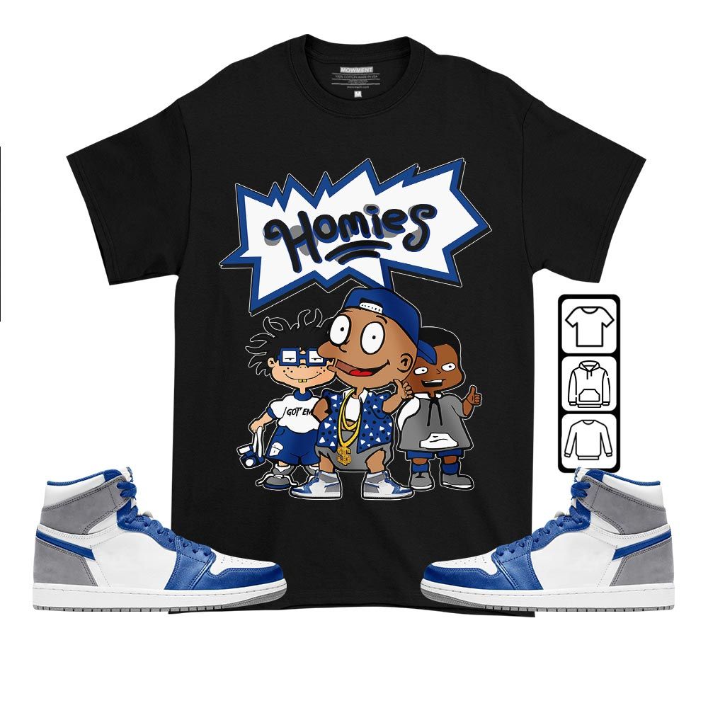 Cartoon 90s Homies Sneaker Shirt Match True Blue 1s, Jordan 1 High OG True Blue MKO T-Shirt Cartoon 90s Homies Sneaker Shirt Match True Blue 1s, Jordan 1 High OG True Blue MKO T-Shirt