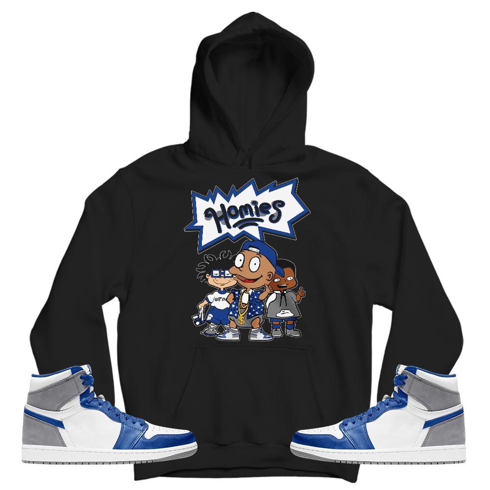 Cartoon 90s Homies Sneaker Shirt Match True Blue 1s, Jordan 1 High OG True Blue MKO T-Shirt