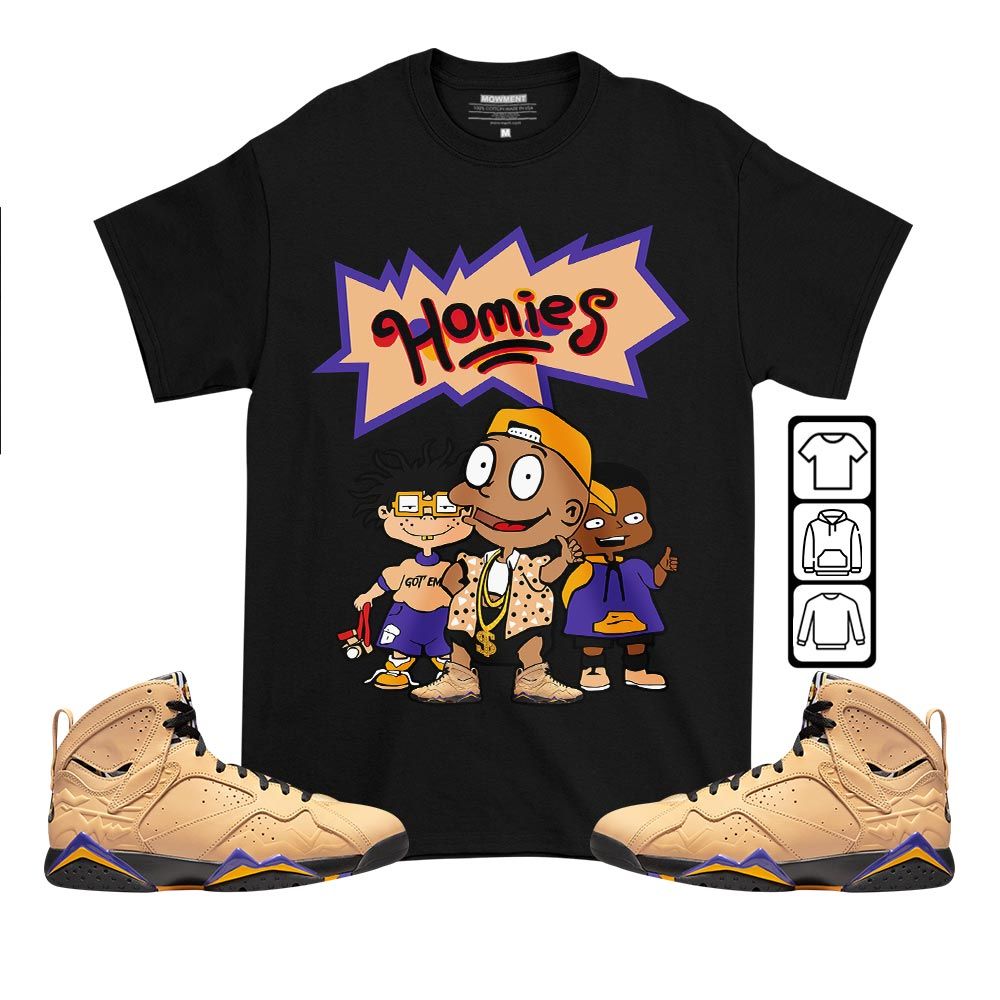 Cartoon 90s Homies Sneaker Shirt Match Vachetta Tan 7s, Jordan 7 SE Afrobeats MKO T-Shirt Cartoon 90s Homies Sneaker Shirt Match Vachetta Tan 7s, Jordan 7 SE Afrobeats MKO T-Shirt