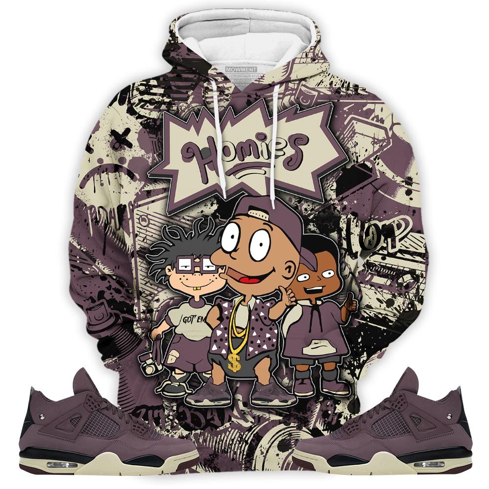 Cartoon 90S Homies Sneaker Shirt Match Violet Ore 4S, Jordan 4 A Ma Maniere Violet Ore Hoodie Sweatshirt Tee All Over Print MKO Shirt