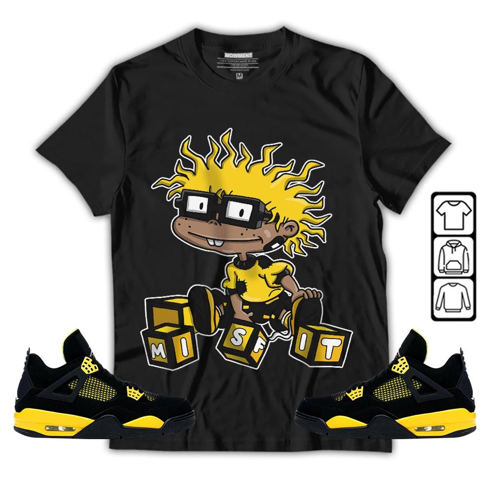 Cartoon 90s Misfit Sneaker Shirt Match 2023 Thunder 4s, Jordan Retro 4 Thunder MKO Hoodie