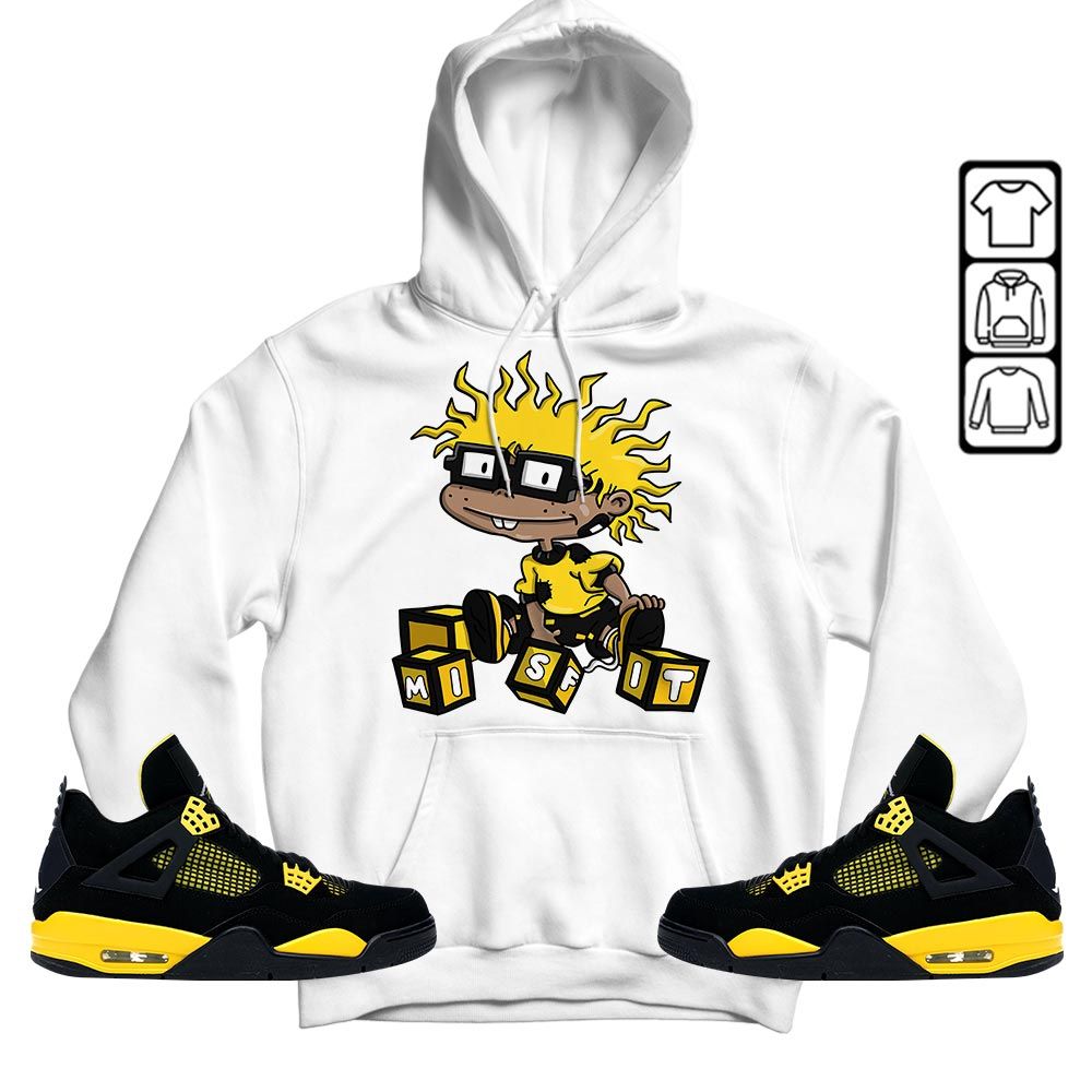 Cartoon 90s Misfit Sneaker Shirt Match 2023 Thunder 4s, Jordan Retro 4 Thunder MKO Hoodie