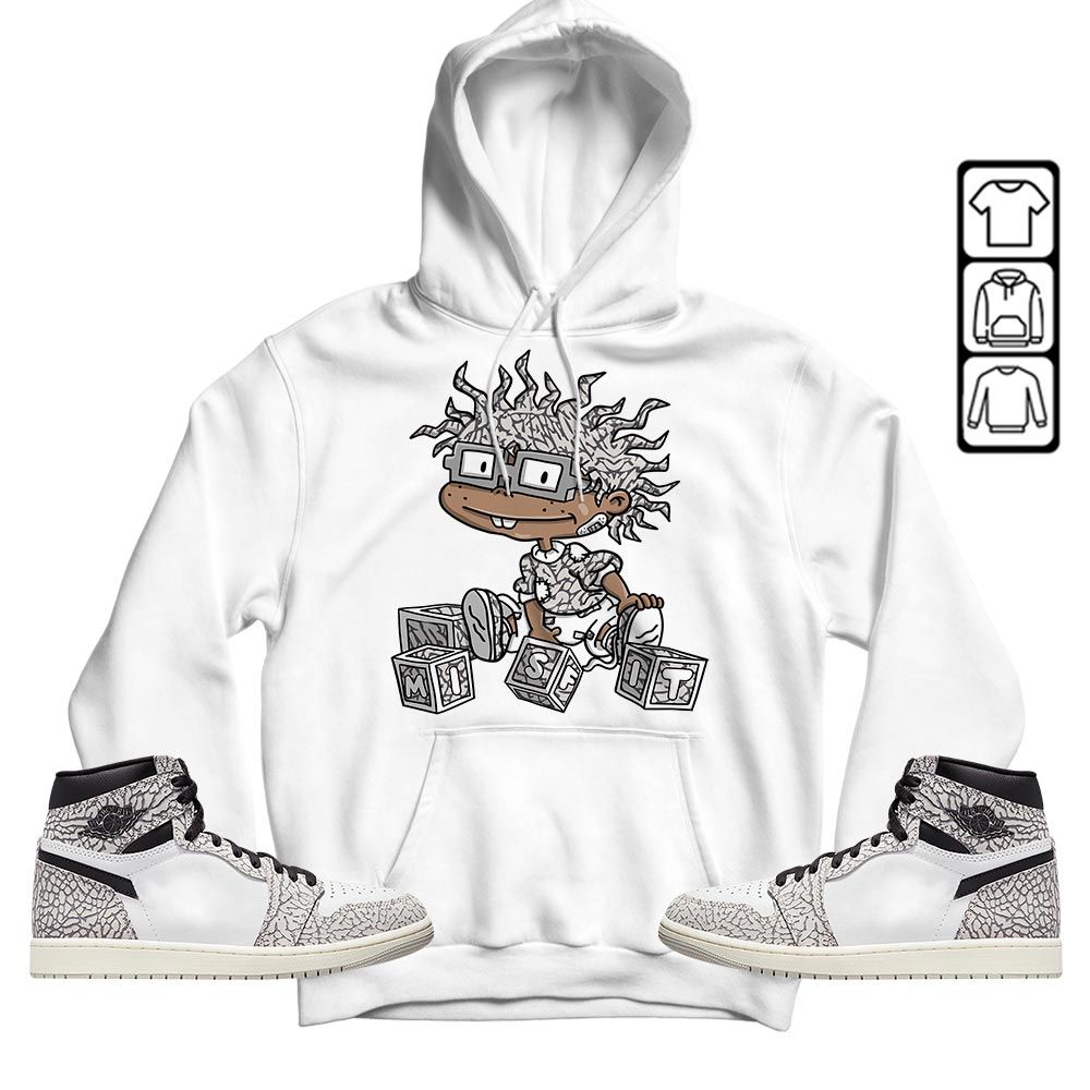 Cartoon 90s Misfit Sneaker Shirt Match OG Elephant 1s, Jordan 1 White Cement MKO T-Shirt