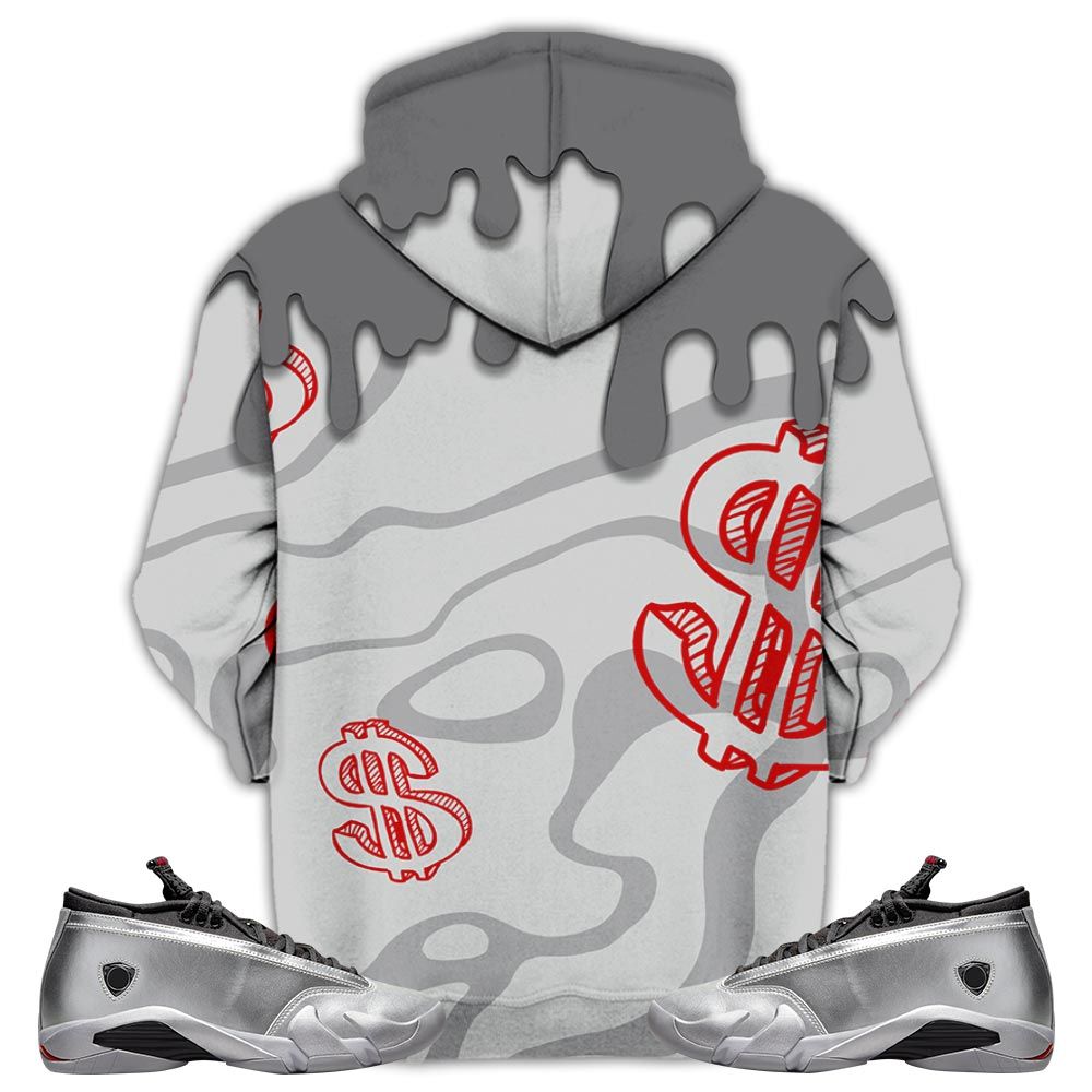 Cash Money Bear Sneaker Shirt Match 14 Low Metallic Silver, Jordan 14 Metallic Silver Hoodie Sweatshirt Tee All Over Print MKO Shirt