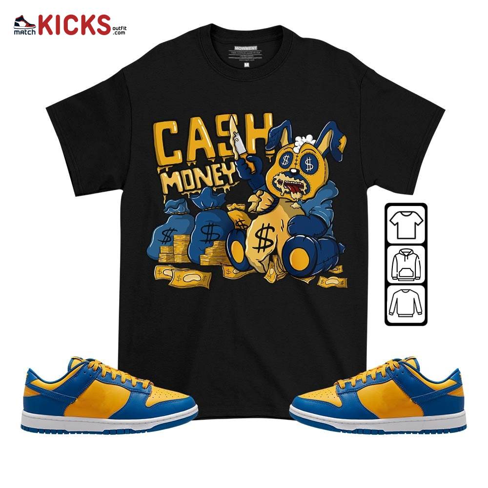 Cash Money Bear Sneaker Shirt Match Dunk Low Blue Yellow, Dunk Low Blue Jay MKO T-Shirt
