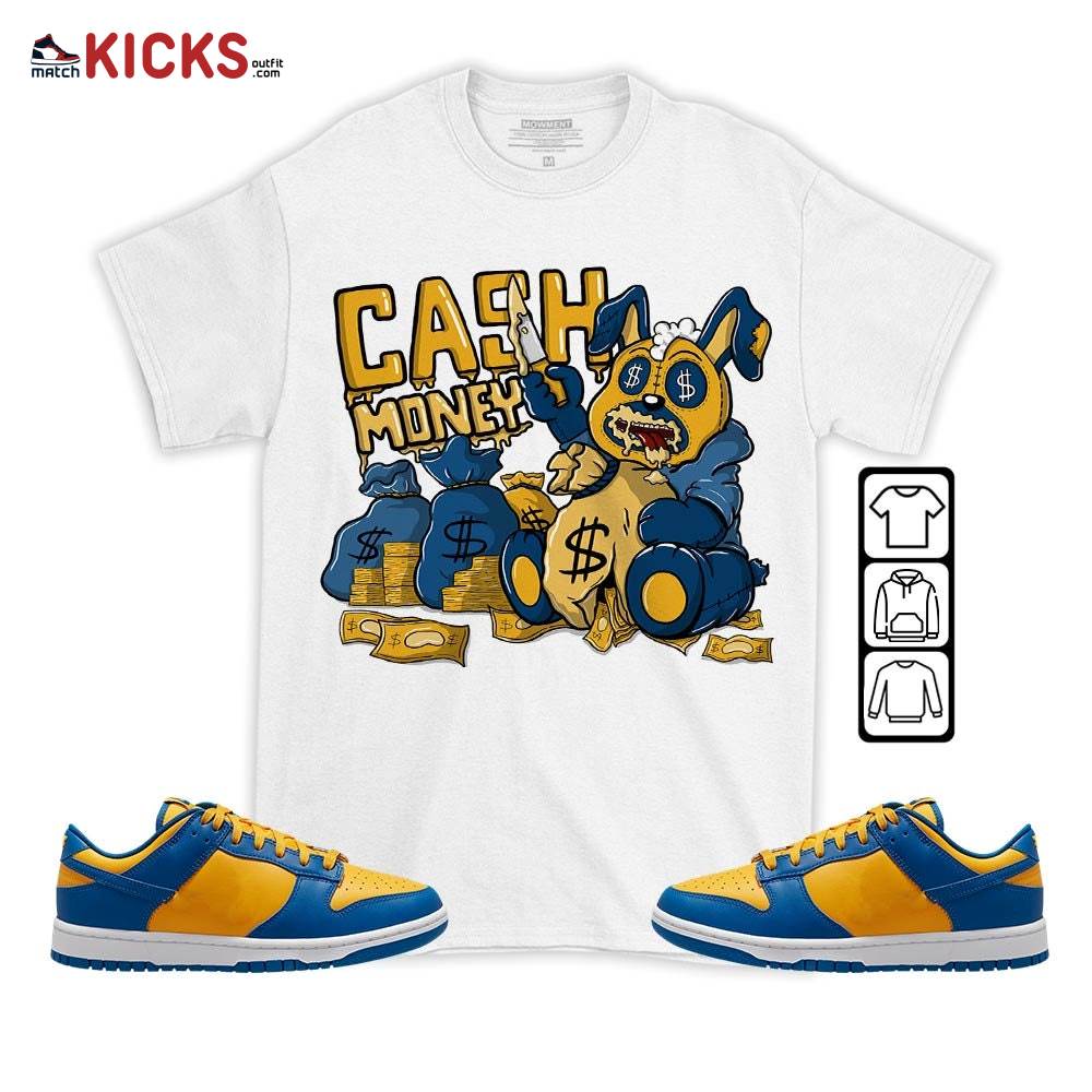 Cash Money Bear Sneaker Shirt Match Dunk Low Blue Yellow, Dunk Low Blue Jay MKO T-Shirt