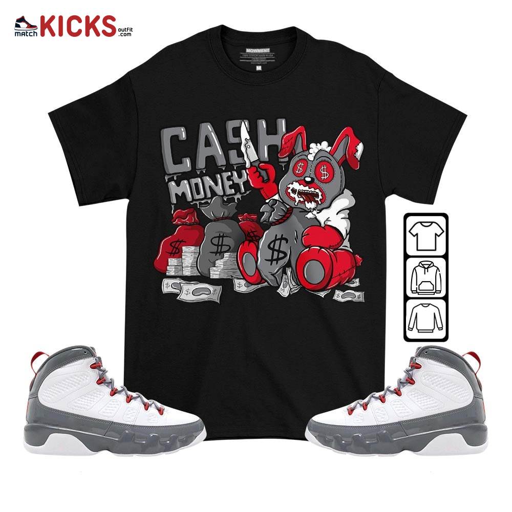 Cash Money Bear Sneaker Shirt Match Fire Red 9s, Jordan 9 Retro Fire Red MKO T-Shirt