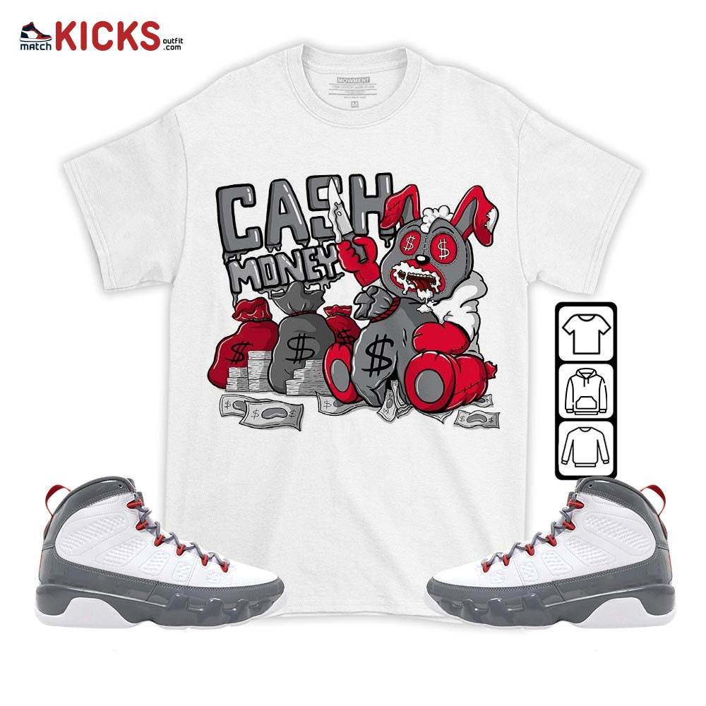 Cash Money Bear Sneaker Shirt Match Fire Red 9s, Jordan 9 Retro Fire Red MKO T-Shirt