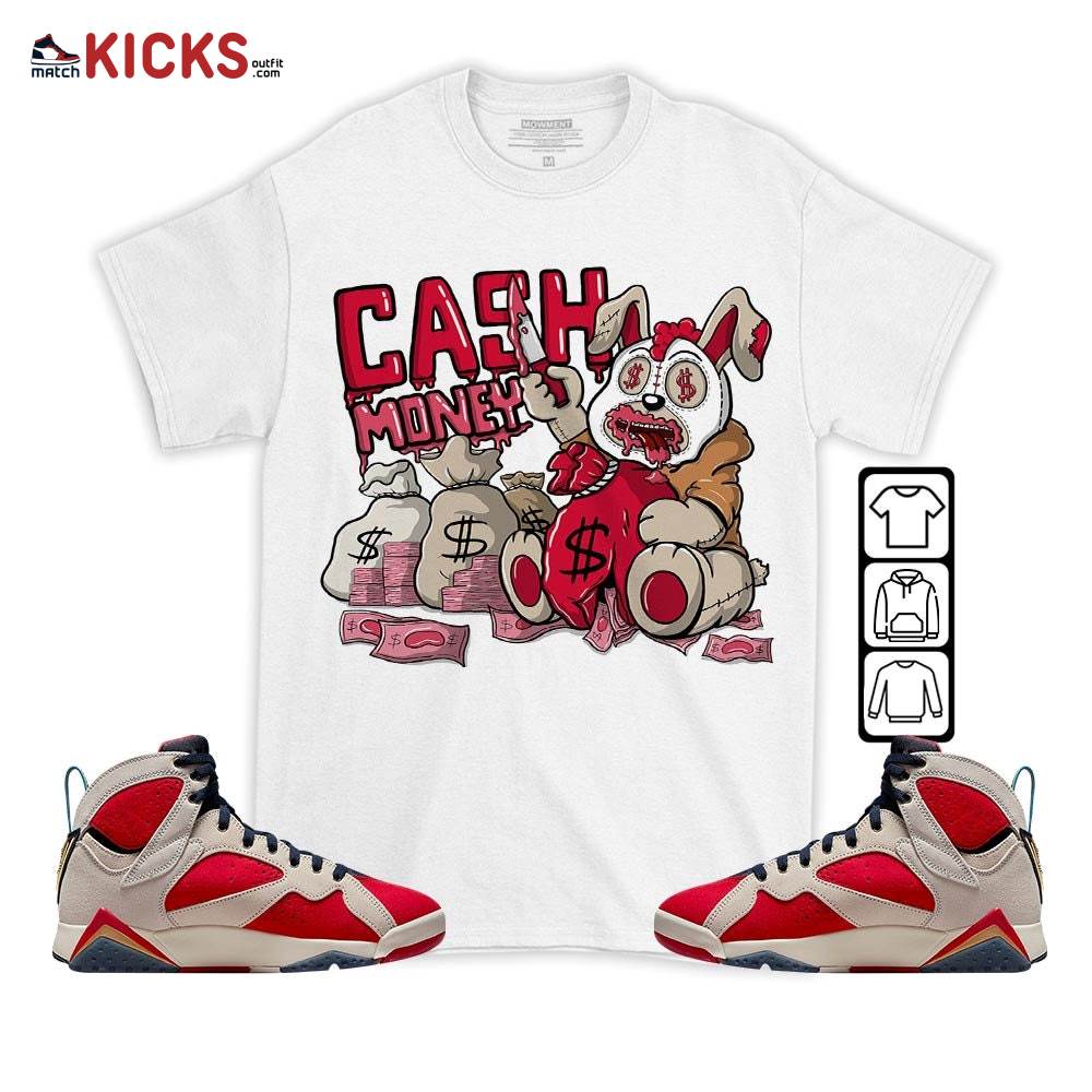 Cash Money Bear Sneaker Shirt Match Trophy Room 7s, Jordan 7 Trophy Room MKO T-Shirt