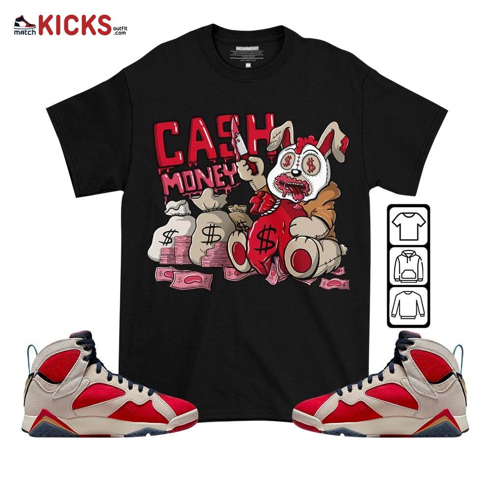 Cash Money Bear Sneaker Shirt Match Trophy Room 7s, Jordan 7 Trophy Room MKO T-Shirt
