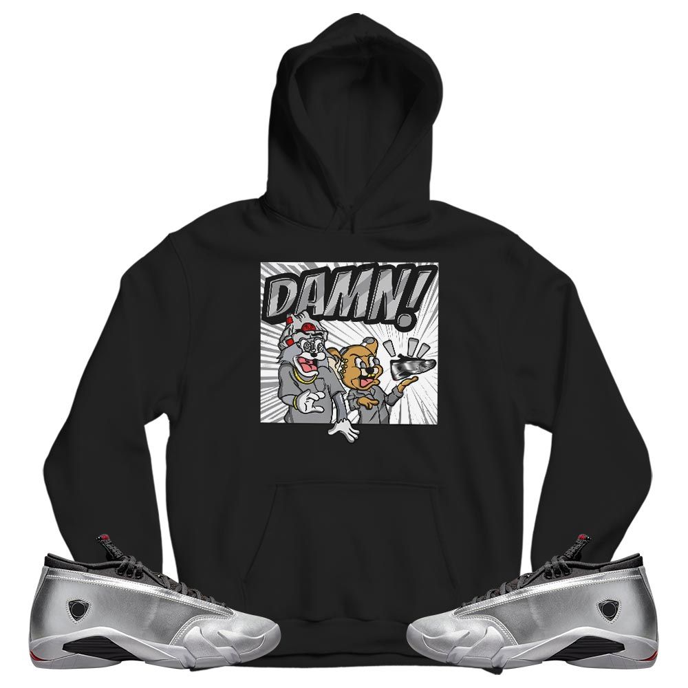 Cat And Mouse Damn Sneaker Shirt Match 14 Low Metallic Silver, Jordan 14 Metallic Silver MKO T-Shirt