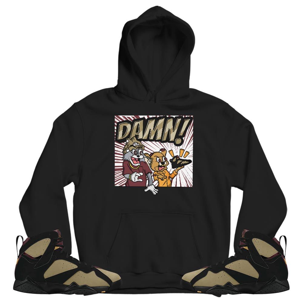 Cat And Mouse Damn Sneaker Shirt Match Black Cherrywood 7s, Jordan 7 Black Olive MKO T-Shirt