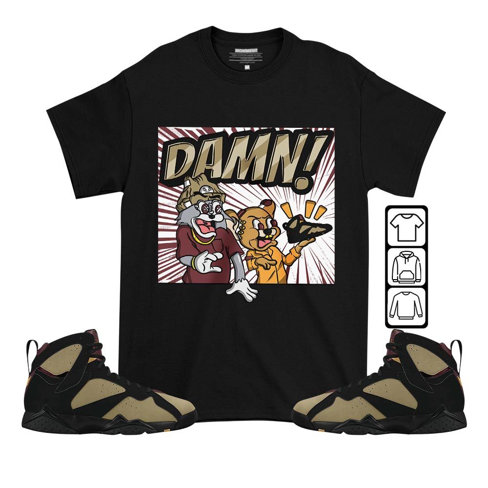 Cat And Mouse Damn Sneaker Shirt Match Black Cherrywood 7s, Jordan 7 Black Olive MKO T-Shirt Cat And Mouse Damn Sneaker Shirt Match Black Cherrywood 7s, Jordan 7 Black Olive MKO T-Shirt
